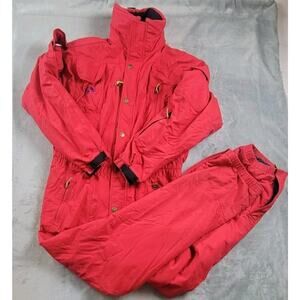 NILS skiwear Womens Ski Suit VTG XL One Piece Red Snow Jumpsuit Retro 80s 90s